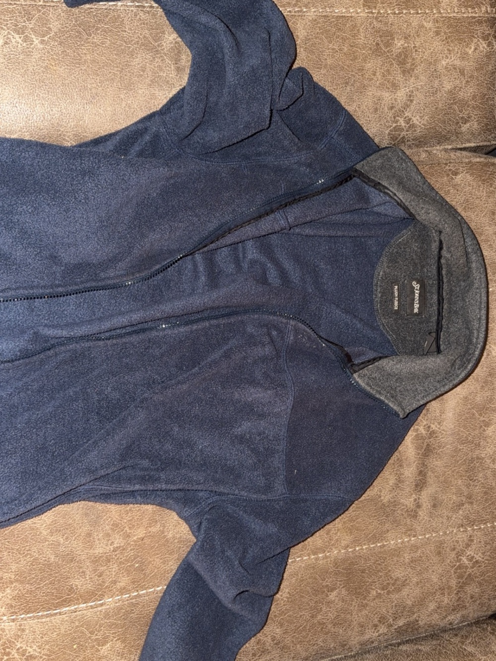 St. John's Bay Men's Navy Full-Zip Fleece with Gray Collar